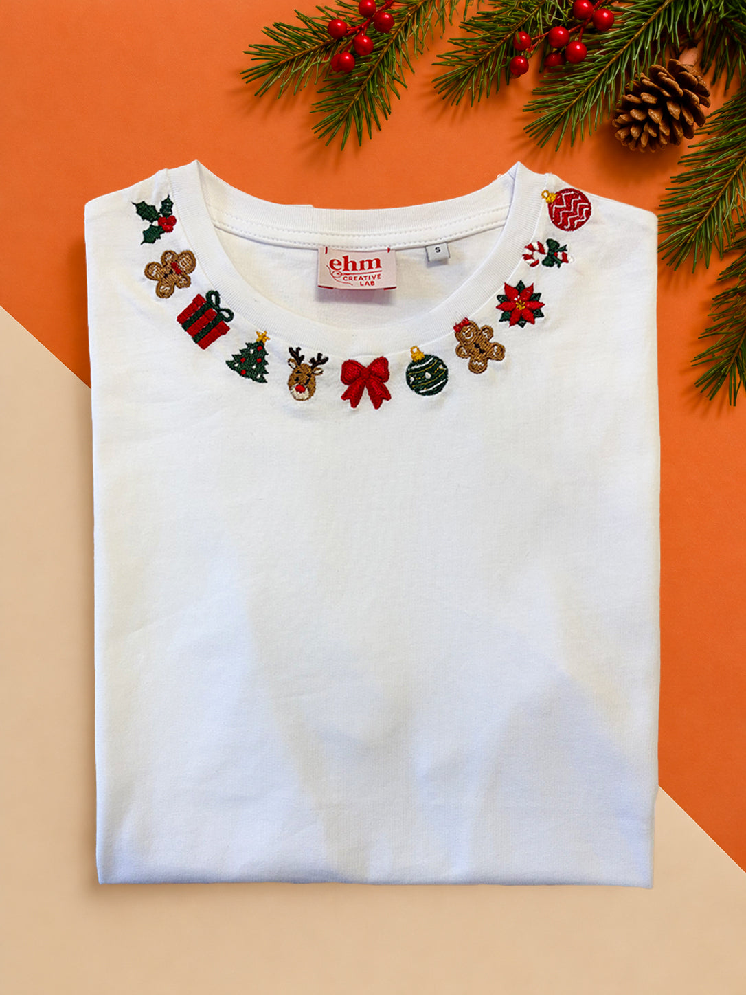 T-shirt con Girocollo Natalizio